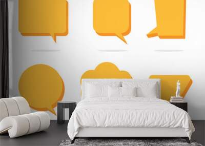 3d Speech Bubble Shapes Set. cloud, square, circle and rectangle chat box banner Wall mural