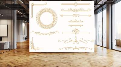 Collection of geometric lines art deco ornament. Luxury decorative elements Wall mural