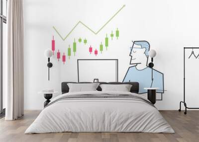 Confident man sitting at the office table. investor at work. Cryptocurrencies business Wall mural