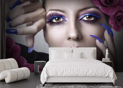 portrait of beauty woman with fashion makeup Wall mural