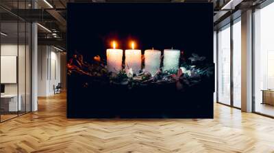 advent, 2 advent candles burning Wall mural