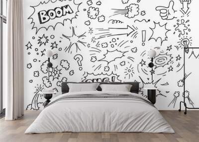 hand drawn comic doodles Wall mural