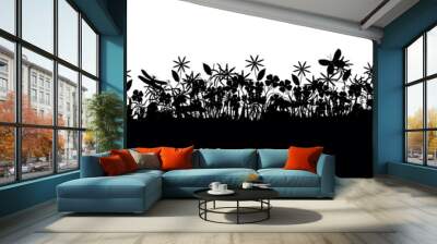 Meadow life - silhouette illustration Wall mural