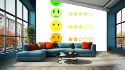 Five Color Faces Feedback/Mood. Set five faces scale - smile neutral sad - isolated vector illustration. Flat design. Vector illustration EPS10.  Wall mural