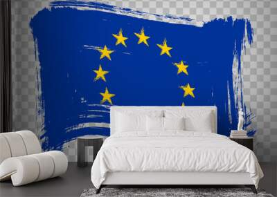 Flag European Union, brush stroke background.  Waving Flag of European Unionon transparent background your web site design, app, UI.  EPS10. Wall mural