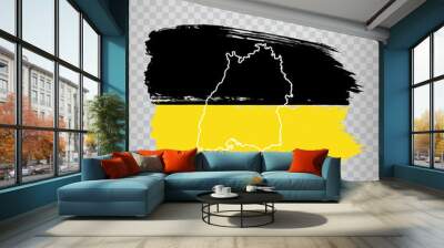 Flag of Baden-Wurttemberg from brush strokes. Blank map of  Baden-Wurttemberg. Germany. High quality map of  Baden-Wurttemberg and flag for your web site design, app  on transparent background.  EPS10 Wall mural