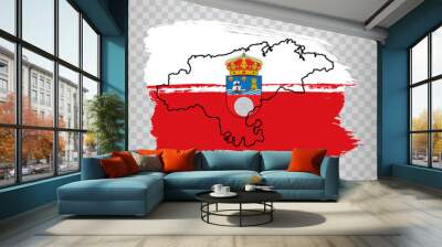 Flag of  Cantabria from brush strokes. Blank map of Cantabria. Kingdom of Spain. High quality map and flag Cantabria for your web site design, logo, app  on transparent background.  EPS10 Wall mural