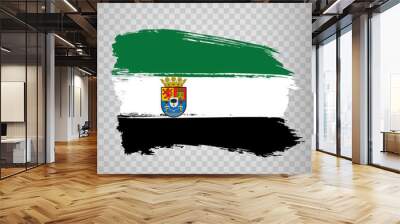 Flag of Extremadura brush strokes. Flag Autonomous Community Extremadura of Spain on transparent background for your web site design, logo, app, UI. Kingdom of Spain. Stock vector.  EPS10. Wall mural