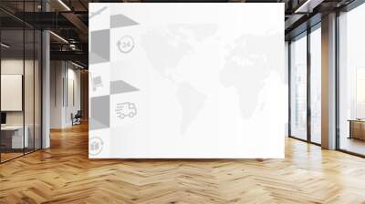 Global logistics network. Map global logistics partnership connection.  Logistics icon set and web header banner with dot world map  for your design.  EPS10. Wall mural