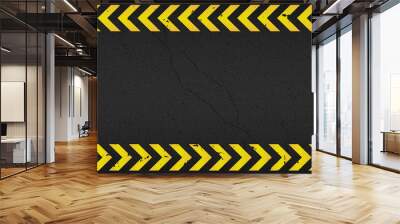 Yellow Stripped Rectangle on black background. Blank Warning Sign. Warning Background. Template.  Under construction. Vector illustration EPS10. Wall mural