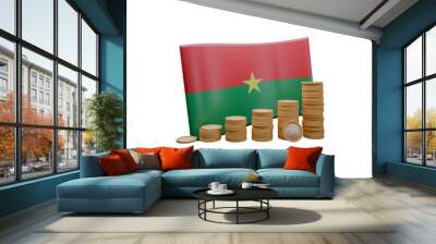 3D render illustration of Burkina Faso flag and currency called Franc Wall mural