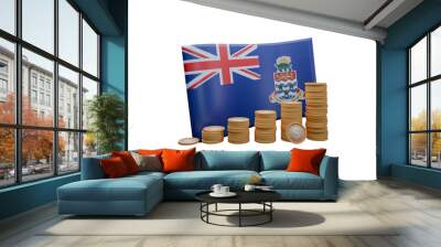 3D render illustration of Cayman Island flag and currency called Dollar Wall mural