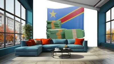 3D render illustration of Democratic Republic of the Congo flag and currency called Franc Wall mural