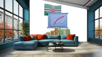 3D render illustration of Dominica flag and currency called East Caribbean Dollar Wall mural