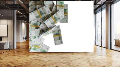 Stack Russian cash or banknotes of Rusia rubles scattered on a white background isolated The concept of Economic, Finance, Background, news, social media and texture of money 3d Rendering 5 Ruble Wall mural