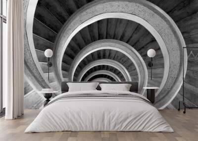 circular stairs in temple. black/white Wall mural