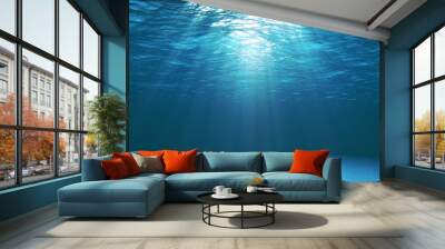 Dark blue ocean surface seen from underwater Wall mural