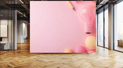 Digital marketing flat design top view strategy 3D render colored pastel Wall mural