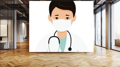 Male doctor in medical uniform with a stethoscope. Wall mural