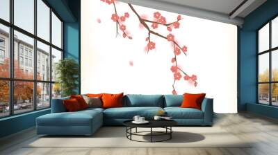 Plum blooming tree in Oriental painting style Wall mural