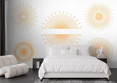 Hand drawn vector design elements. Set of bursting rays. Vintage Wall mural