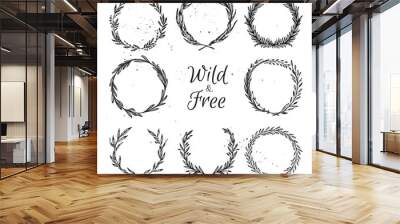 Hand drawn vector illustration - Laurels and wreaths. Design ele Wall mural