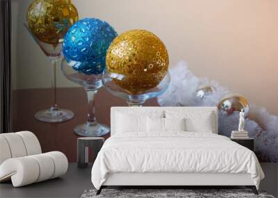  glasses with  christmas balls Wall mural