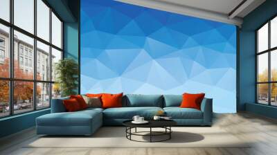 Polygonal blue background. Wall mural