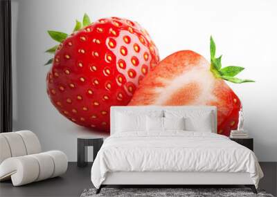 Strawberry with sliced half  isolated on white background Wall mural