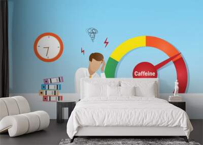 Caffeine addiction. Businessman need coffee to relief effects from caffeine addiction. Wall mural