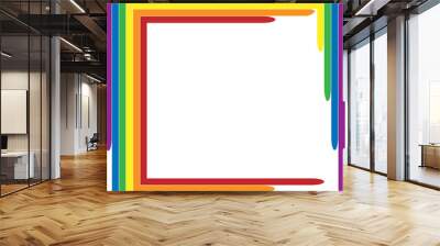 LGBT rainbow frame in rectangle shape for logo, template, banner. PNG transparent. Wall mural