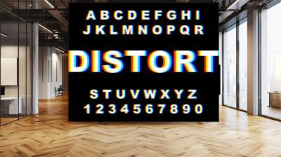 Vector distorted glitch font Wall mural