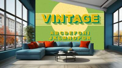 Vector of modern bold font and Vintage Alphabet vector 80 s, 90 s Wall mural