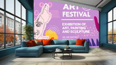 Vector abstract modern illustrations for creative festivals and art events. Art objects for exhibition of classical and contemporary painting, sculpture and music. Drawings for poster or banner Wall mural