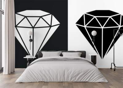 Brilliant icon set. Simple expensive diamond. Isolated graphic illustration featuring gem symbols. Precious crystal in vector design style Wall mural