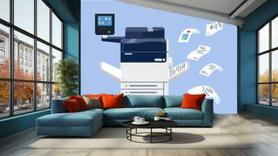 Office professional multi-function printer scanner. Isolated flat vector illustration Wall mural