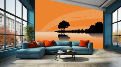 Silhouette of a tree at orange coast  Wall mural