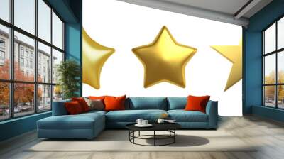 3D Golden star on white background Vector Wall mural