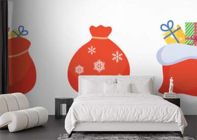 Bags with gifts from Santa Claus. New Year attributes. Wall mural