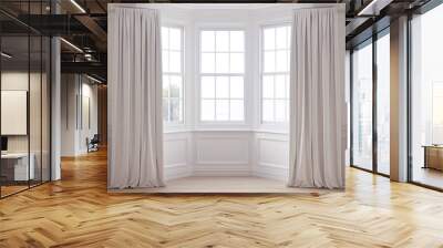 Modern empty room in classic style with window and light curtains, in the house. Wall mural