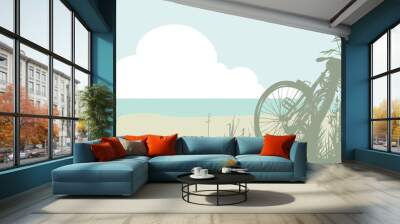 Summer landscape with a bicycle Wall mural