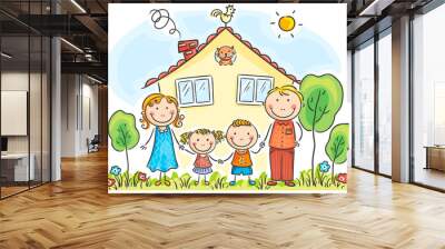 Family with two children Wall mural