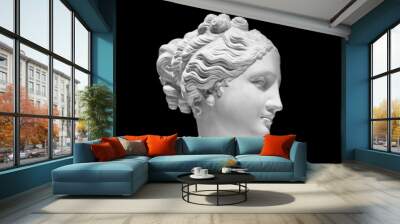 classic white bust of greek goddess isolated on black Wall mural