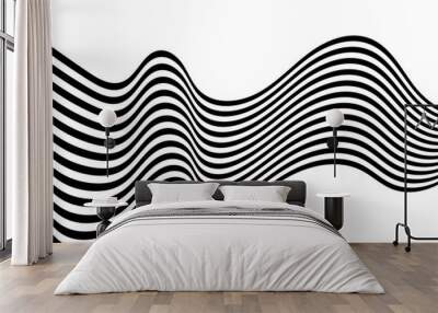 Abstract wave background, black and white wavy stripes or lines design. Eps 10 Wall mural