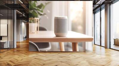 Concept smart Speaker on Wooden Table. Generative AI. Wall mural