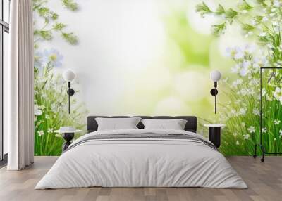 Beautiful light background for a greeting card with delicate flowers  Wall mural