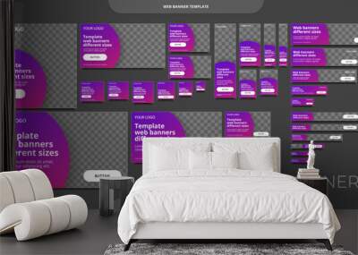 Big set of web banners. Advertising banners of different sizes. Wall mural