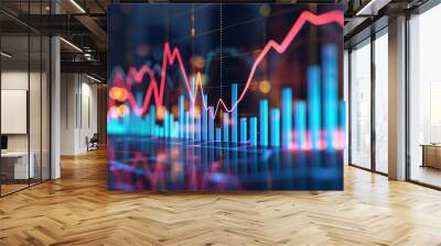 Close up of stock market graph showing upward trend Wall mural