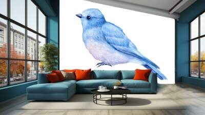 Cute little blue bird. Watercolor illustration. Cute animals and birds. Spring symbol. Happy Easter. Blue luck bird Wall mural