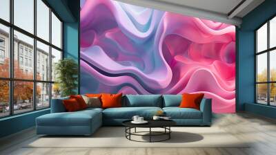 Fluid 3D Patterns: Flowing 3D patterns with a sense of motion and fluidity, with copy space Wall mural